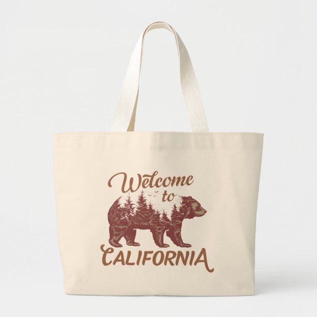 Grand Tote Bag Bienvenue à l'ours de Californie (Devant)