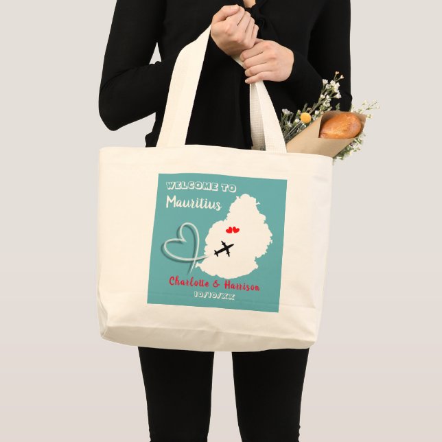 Grand Tote Bag Bienvenue À Maurice Destination Mariage (Devant (produit))
