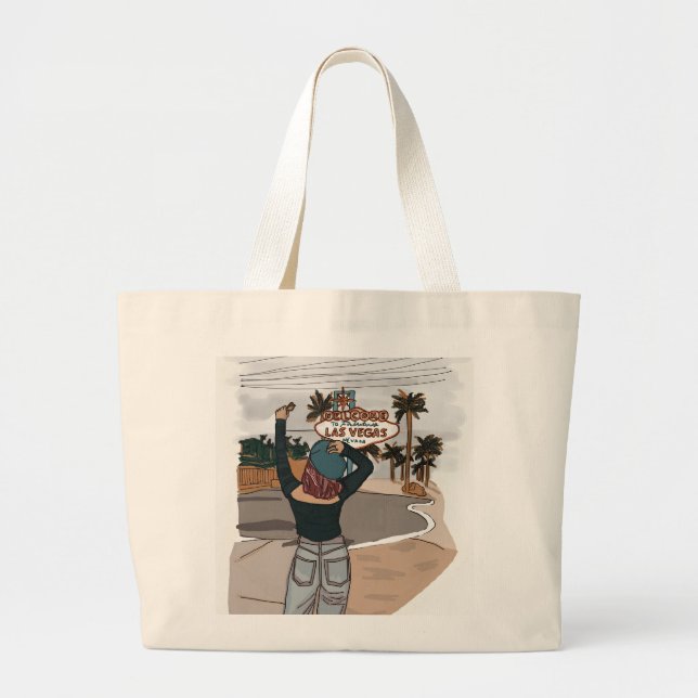 Grand Tote Bag Bienvenue chez Lasvegas check in spot. (Devant)