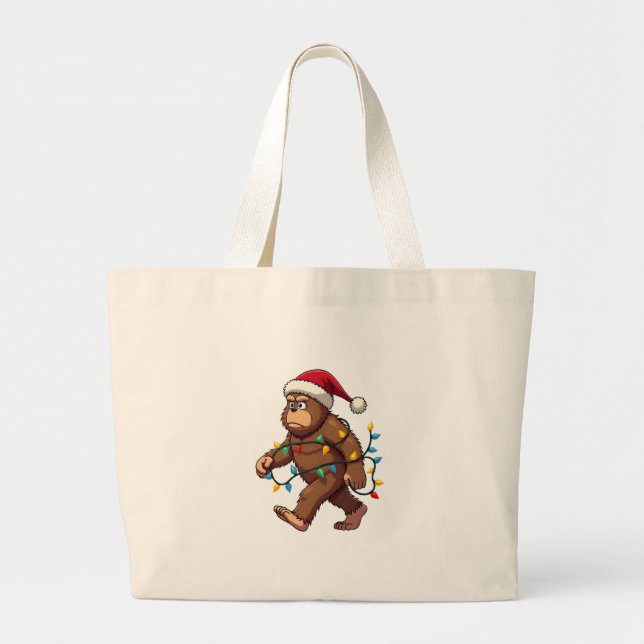 Grand Tote Bag Bigfoot Santa Christmas Tree Lights Xmas Boys Men (Devant)