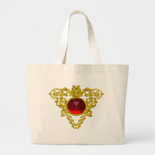 GRAND TOTE BAG BIJOUET DE COEUR EN CELTIQUE D'OR AVEC PIERRE EN R