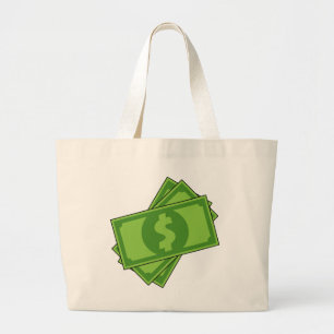 Grand Tote Bag Billets de dollars en argent de dessin animé