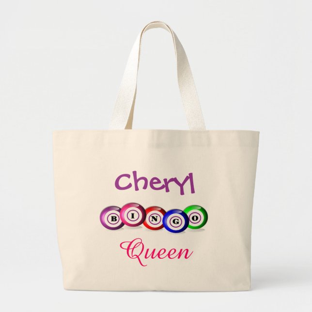 Grand Tote Bag Bingo Queen Fun Bingo Balls Design (Devant)