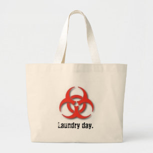 Grand Tote Bag Bio-Risque-Symbole, jour de blanchisserie