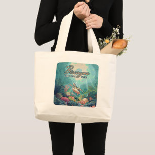 Grand Tote Bag Biscayne National Park Floride Turtle Coral Retro