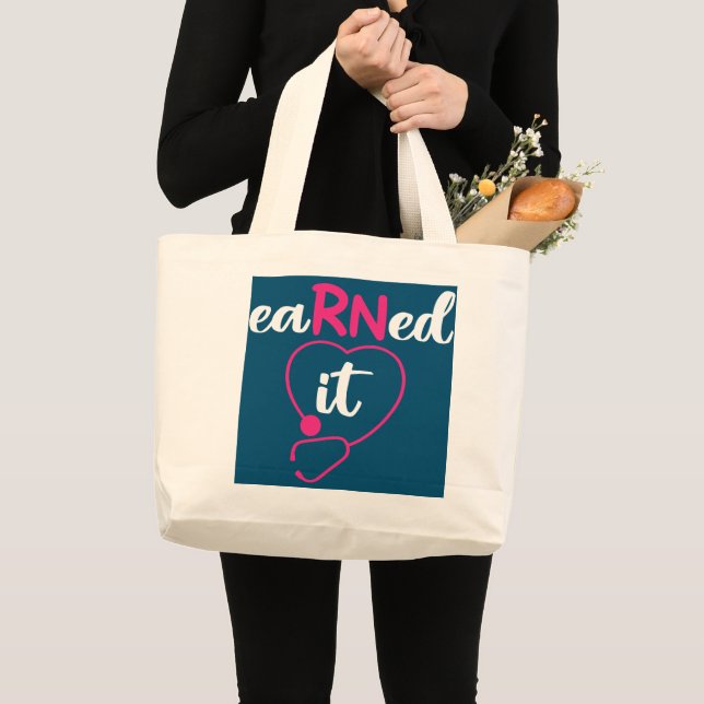 Grand Tote Bag Bizarre Infirmière Gagné Il Infirmière RN (Devant (produit))