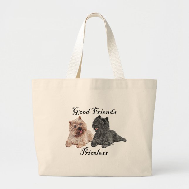 Grand Tote Bag Black & Brown Cairn Terriers (Devant)