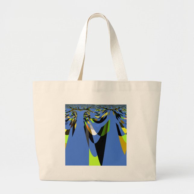 Grand Tote Bag Bleu Africain Tribal Motif Motif Art Imprimer (Devant)