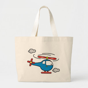 Grand Tote Bag Bleu d'hélicoptère un rouge