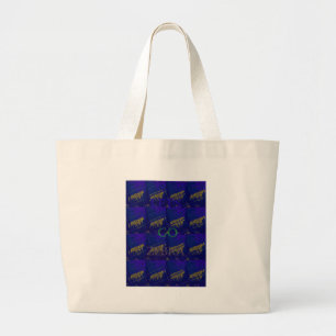 Grand Tote Bag Bleu français "Let's Go Zebra" Abstrait