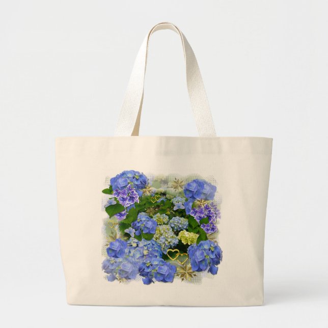 Grand Tote Bag BLEU HYDRANGEA ~ Jumbo Fourre-tout (Devant)