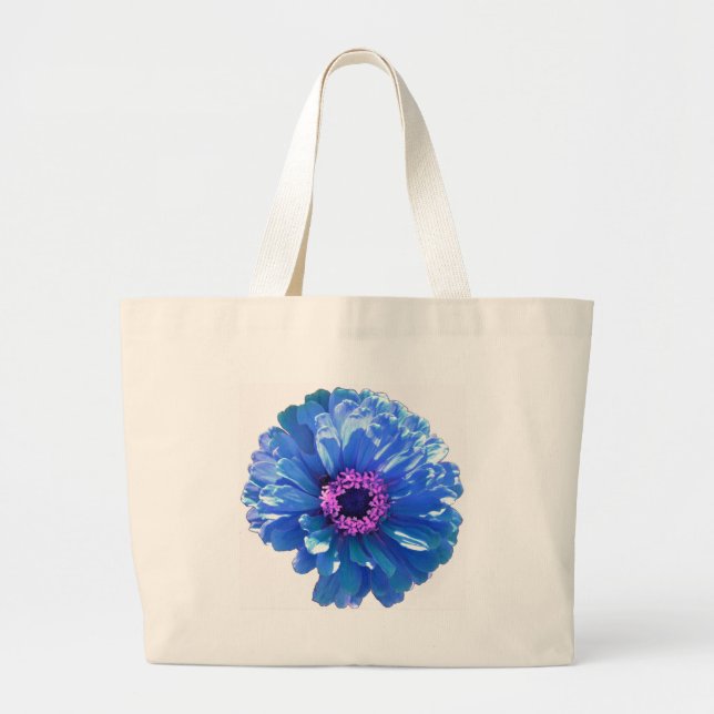 Grand Tote Bag Bleu marguerite bleu photo florale (Devant)