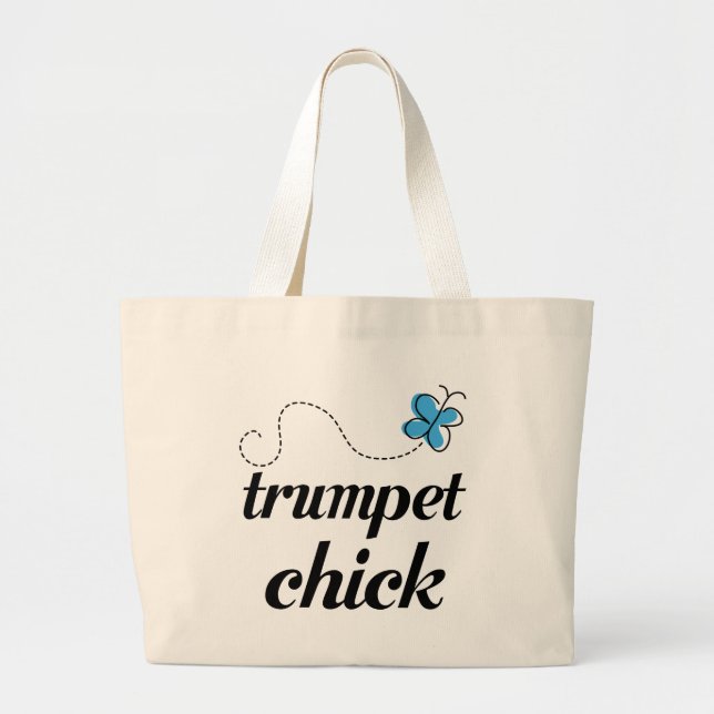 Grand Tote Bag Bleu mignon de poussin de trompette (Devant)