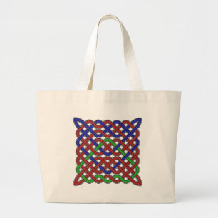 Grand Tote Bag Bleu, vert et rouge céleste noeuds