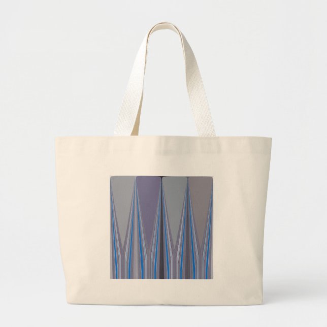 Grand Tote Bag Bleu, violet, gris Chevron Art Imprimer (Devant)