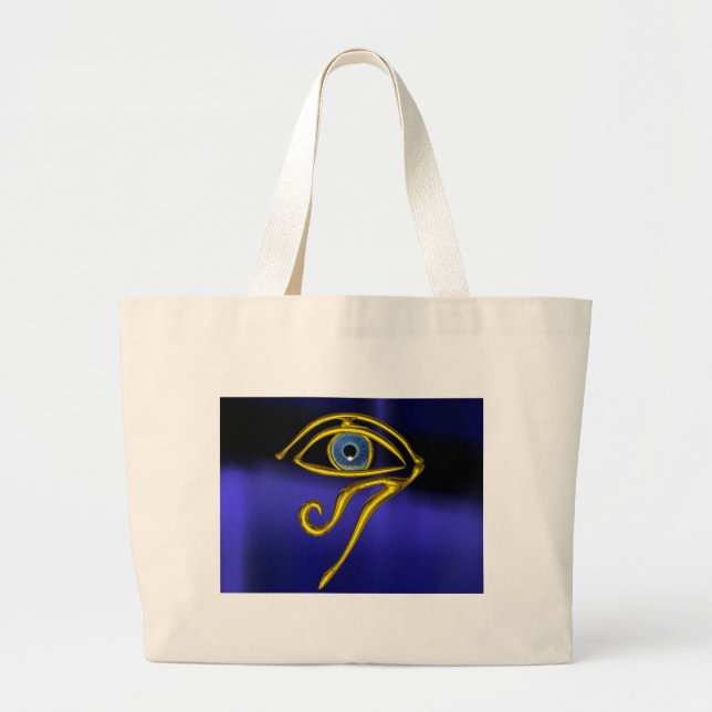 GRAND TOTE BAG BLEUE TALISMAN / OEIL OR HORUS (Devant)