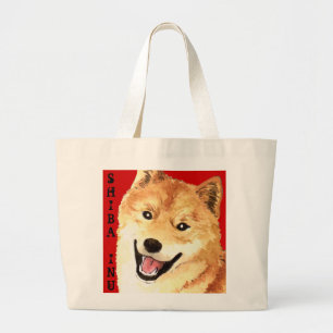 Grand Tote Bag Bloc de couleur de Shiba Inu