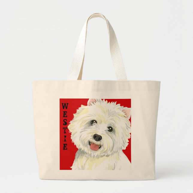 Grand Tote Bag Bloc de couleur Westie (Devant)