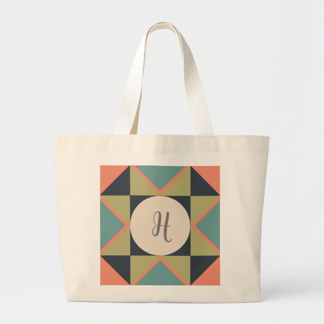 Grand Tote Bag Bloc de surface monographique personnalisé (Devant)