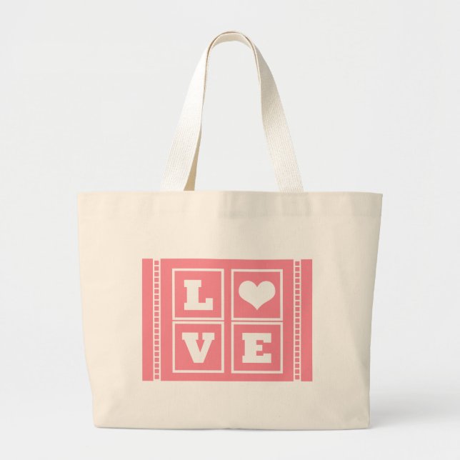 Grand Tote Bag Blocs d'amour, Rose (Devant)