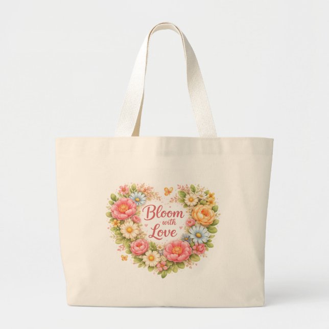 Grand Tote Bag Bloom With Love Floral Design  (Devant)