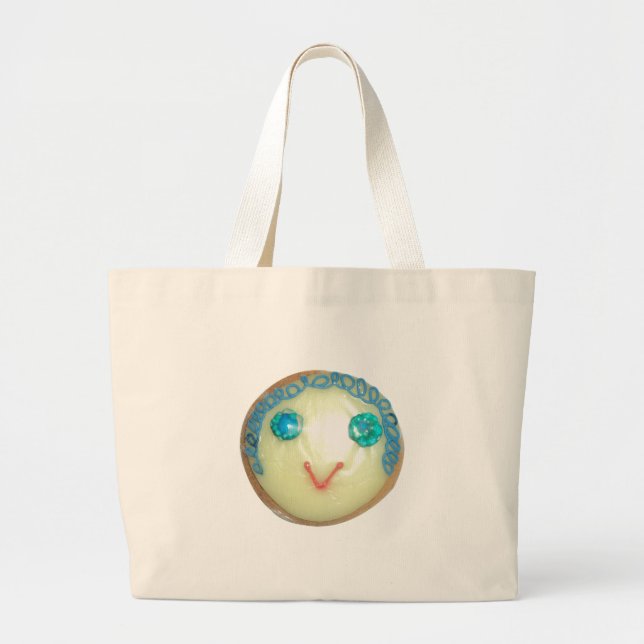 Grand Tote Bag Blue Hair Emoji Art Imprimer/Graphique (Devant)