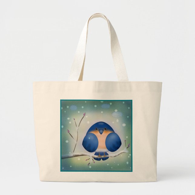 Grand Tote Bag Bluebird d'hiver (Devant)