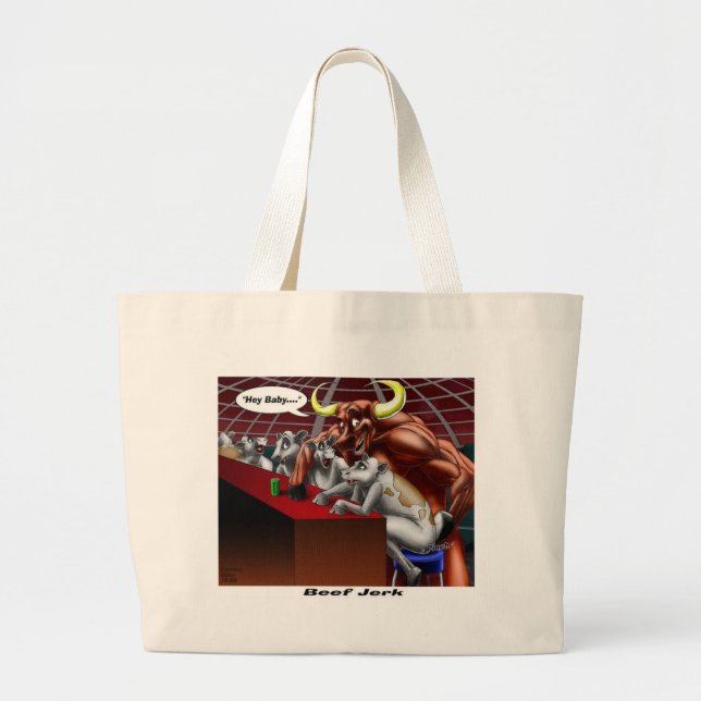 Grand Tote Bag Boeuf Origines Jerky Drôle Vache et Bull Dons de d (Devant)