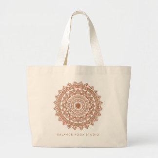 Grand Tote Bag Boho Terracotta Mandala Nom personnalisé