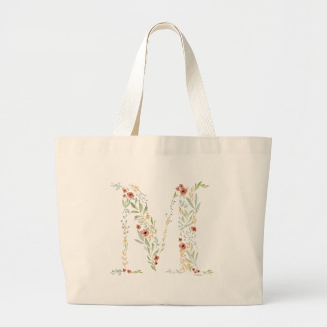 Grand Tote Bag Boho Watercolor Floral (Devant)
