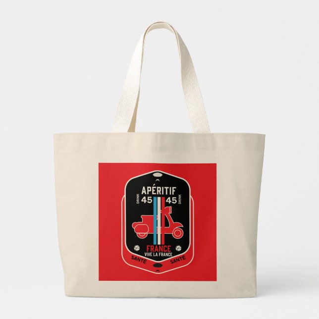 Grand Tote Bag Boissons apéritives françaises (Dos)