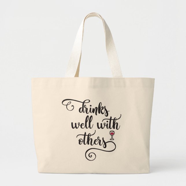 Grand Tote Bag Boissons bien avec d'autres (Devant)