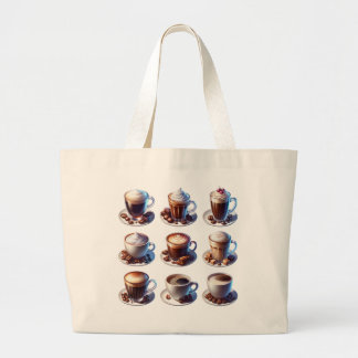 Grand Tote Bag Boissons De Café Pour Les Amateurs De Café