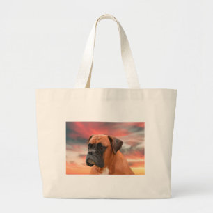 Grand Tote Bag Boîte à chien Boxer mignon Peinture à l'huile coul