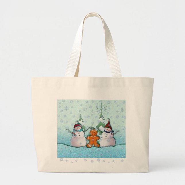 Grand Tote Bag BONHOMME DE NEIGE et BONHOMME EN PAIN D'ÉPICE par (Devant)