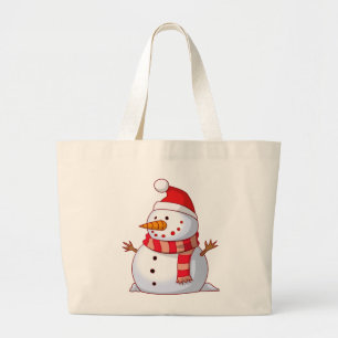 Grand Tote Bag Bonhomme de neige mignon de Noël