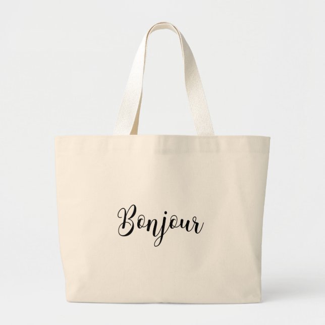 Grand Tote Bag Bonjour-blackText (Devant)