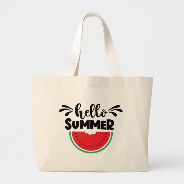 Grand Tote Bag Bonjour Fruit de pastèque d'été (Devant)