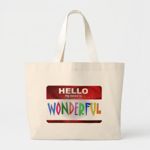 Grand Tote Bag Bonjour je m'appelle merveilleux
