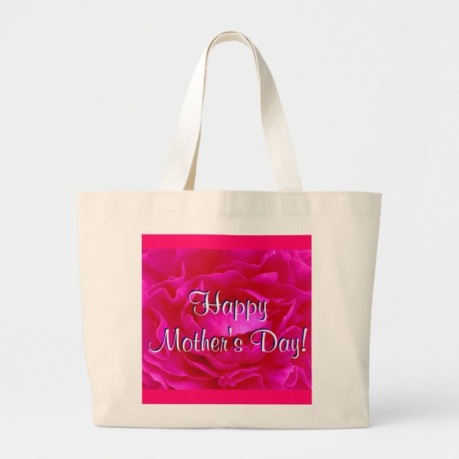 Grand Tote Bag Bonne fête des mères Rose rose (Devant)