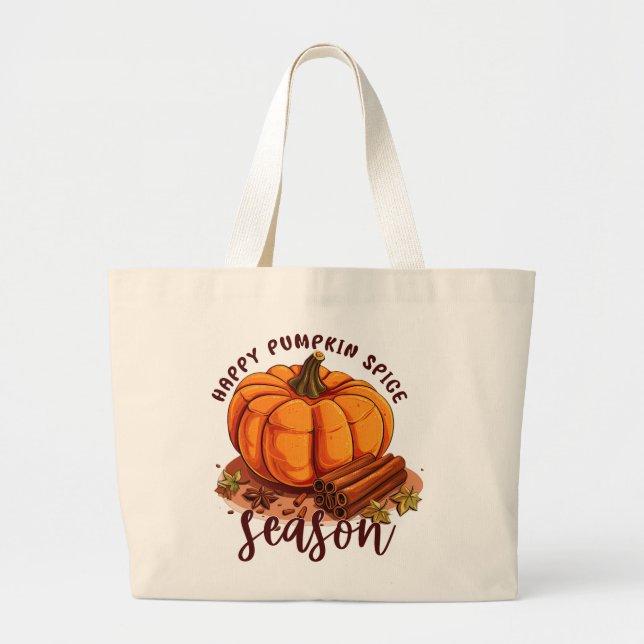 Grand Tote Bag Bonne saison des épices Citrouilles (Devant)