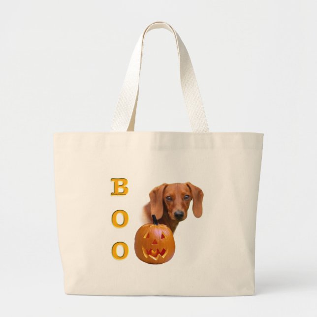 Grand Tote Bag Boo Dachshund (lisse) (Devant)