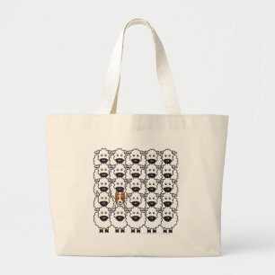 Grand Tote Bag Border collie chez les moutons
