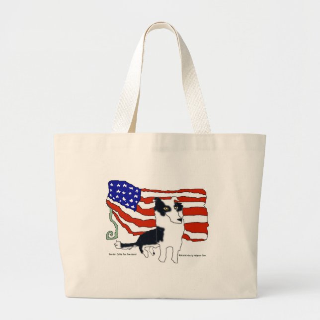 Grand Tote Bag Border collie pour le président (Devant)