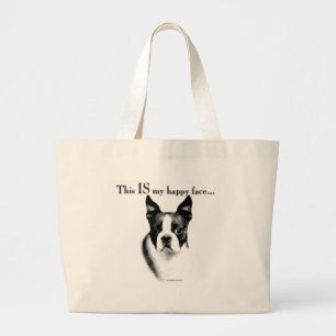 Grand Tote Bag Boston Terrier Joyeux Visage