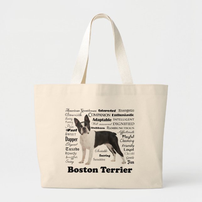 Grand Tote Bag Boston Terrier Traits Fourre-tout (Devant)