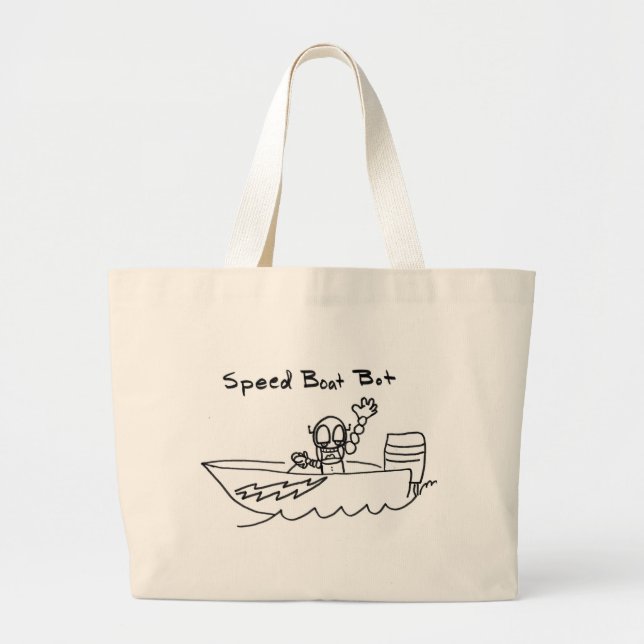 Grand Tote Bag Bot de bateau de vitesse (Devant)