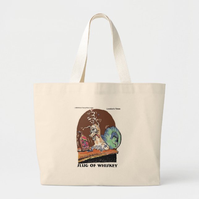 Grand Tote Bag Bouchon De Whiskey Drôle Cadeaux D'Escargot Et Tee (Devant)