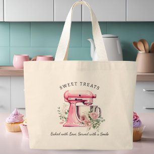 Grand Tote Bag Boulangerie de mélange rose personnalisée