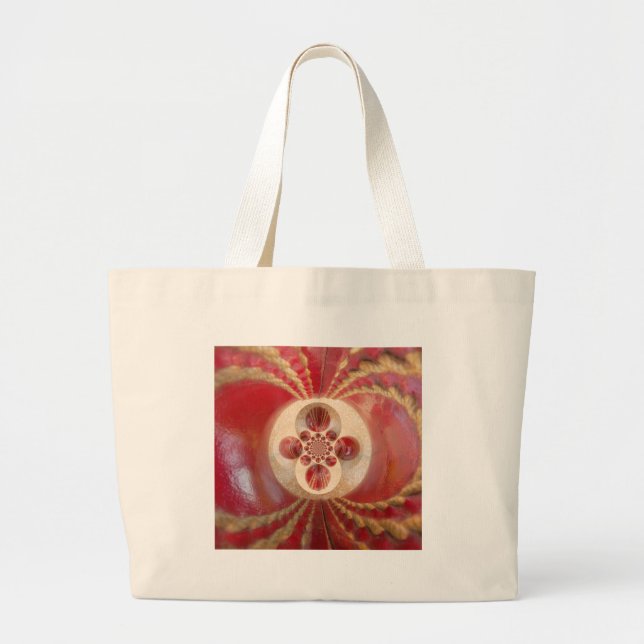 Grand Tote Bag Boules de cricket rouge Art Abstrait Design d'impr (Devant)
